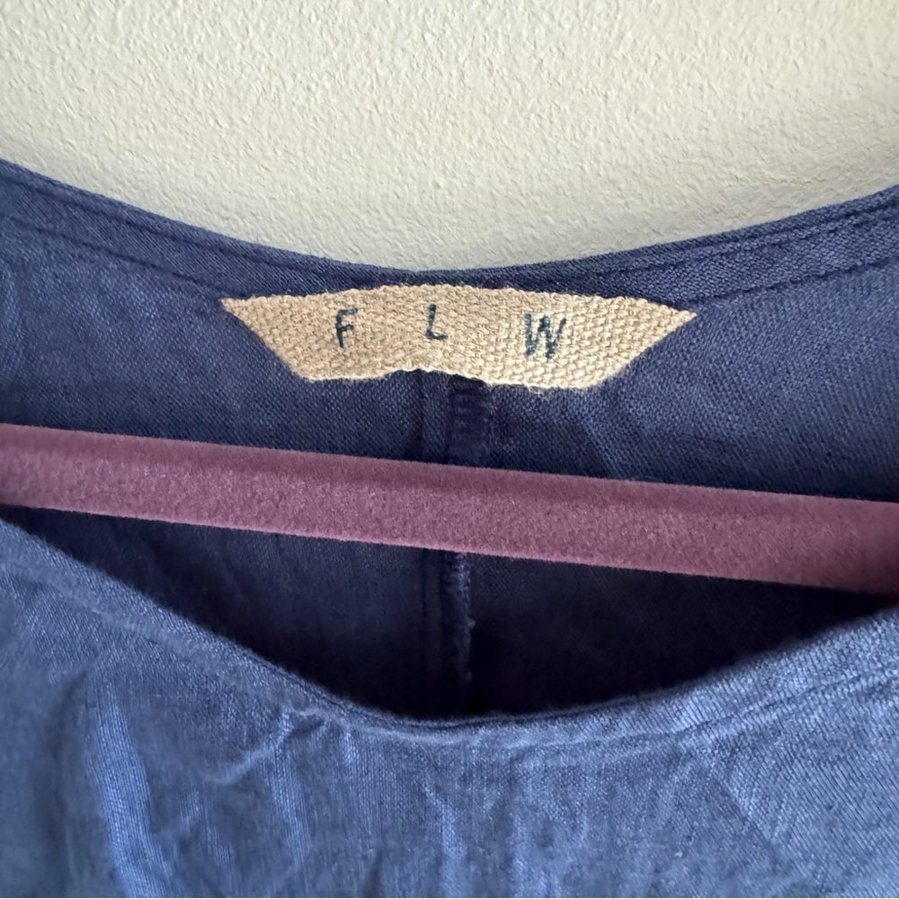 Fog Linen Shift Dress | Navy Blue | One Size - Picture 4 of 5